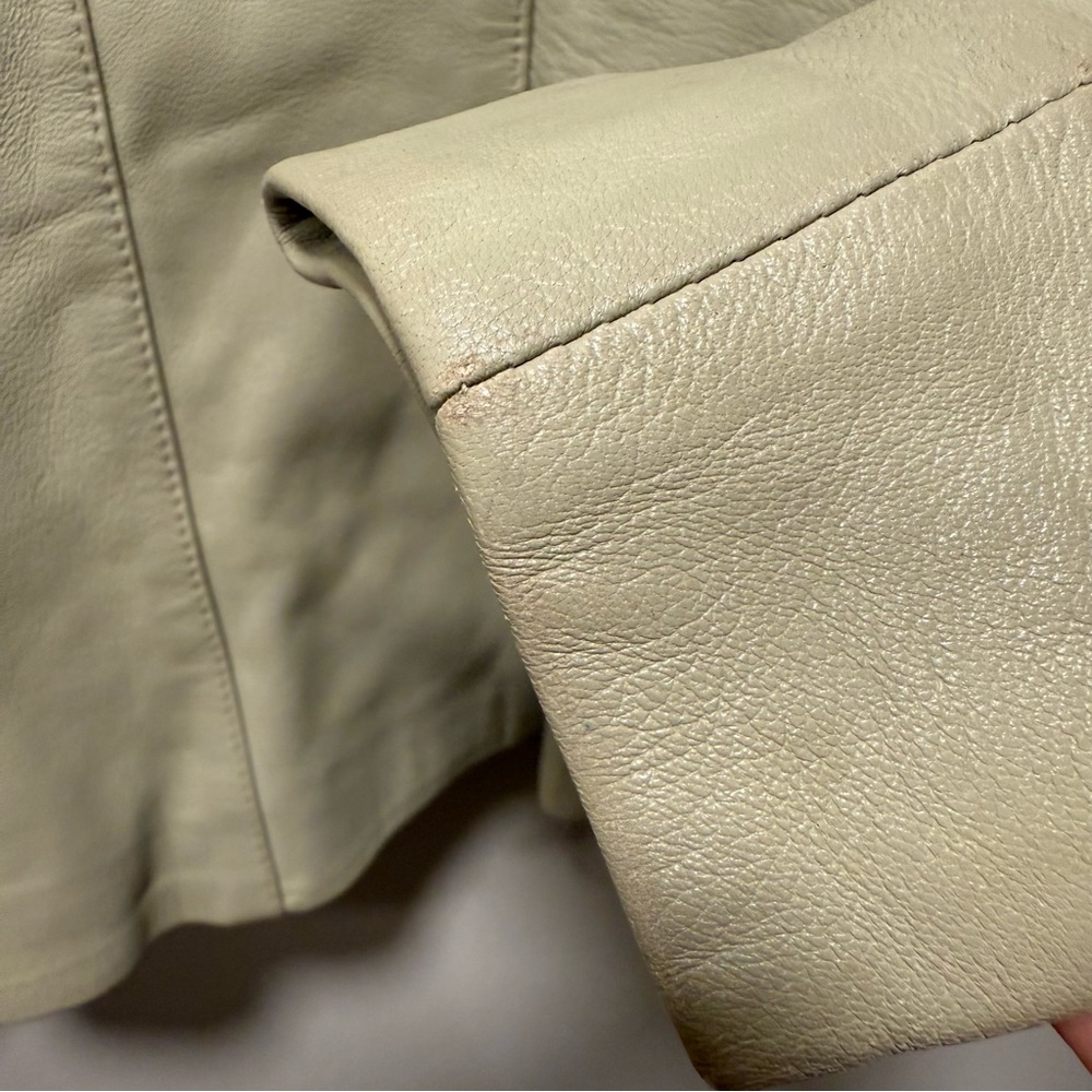 VTG 70s Cream Leather Cafe Racer Jacket UK Small Made in England - Picture 15 of 16